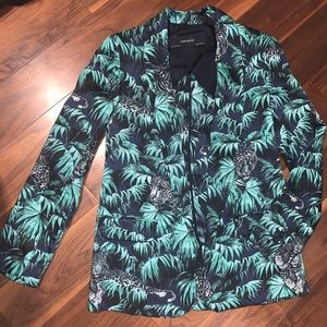 Zara palm leaf two piece satin suit